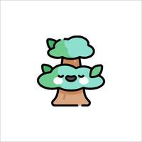 A cute tree with a face on it vector