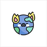 Earth day cartoon earth with horns and eyes vector