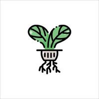 A plant with roots and leaves in a pot vector
