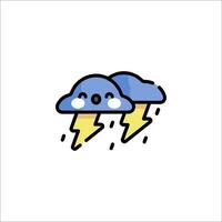 A cartoon cloud with lightning and rain vector