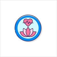 A pink heart and a lotus flower are shown in a circle vector