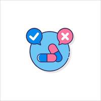 A pill with a check mark and a cross vector