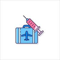A suitcase with an injection and an airplane vector
