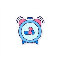 An alarm clock with pills on it vector