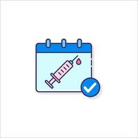 A calendar with a syringe and check mark vector
