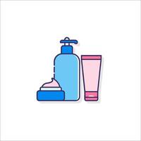 A bottle of shampoo and a tube of cream vector