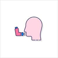 An illustration of a person with an asthma inhaler vector