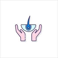 Two hands holding a bowl with a drop of water vector