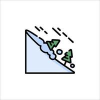 A snowboarder is riding down a slope with trees on the side vector