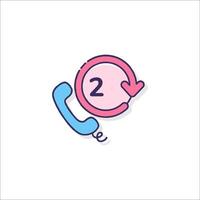 A phone icon with a number two in the middle vector