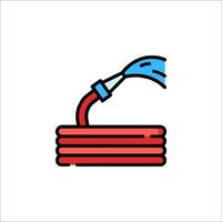 A red and blue water tank with a hose coming out of it vector