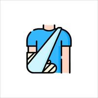 A man with a broken arm in a blue shirt vector