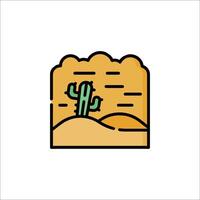 A desert landscape with a cactus in the middle vector