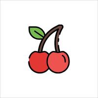 A cherry icon with two cherries on a white background vector
