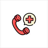 A phone with a red cross on it and a speech bubble vector