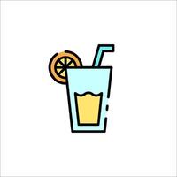 A drink with a slice of lemon and a straw vector