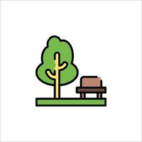 A park bench and tree icon vector