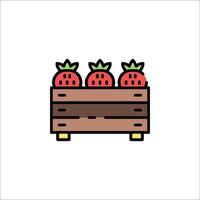 Strawberries in a wooden box vector