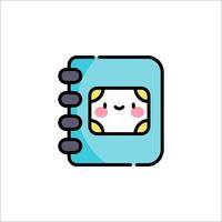 A notebook icon with a cute face vector