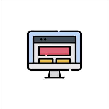 A computer monitor with a red and blue background vector