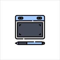 A computer and a pen icon on a white background vector