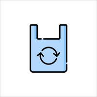 A plastic bag icon with a circular arrow vector