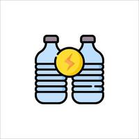 Two bottles of water with a lightning bolt on top vector
