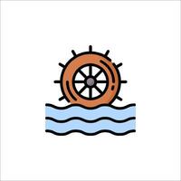 A boat wheel with waves and water in the background vector