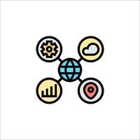 A globe with icons on it vector