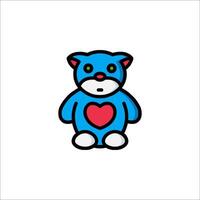 A blue teddy bear with a heart on its chest vector
