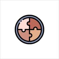 A circle with four pieces of puzzle in it vector
