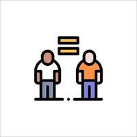 Two people standing next to each other with a yellow line vector