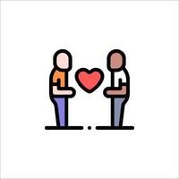 Two people holding hands with a heart in the middle vector