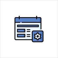 A calendar icon with gears and a calendar vector