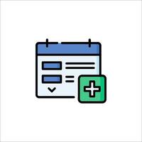 A calendar icon with a plus sign vector