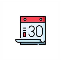 Calendar icon with the date 30th vector