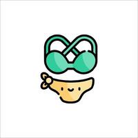 A cartoon bikini and glasses on a white background vector