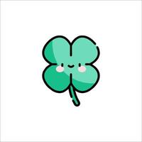 A cute green four leaf clover with a smile vector