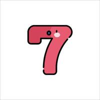 A cartoon number seven with a pink face vector