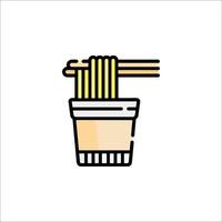 A cup of noodles with chopsticks in it vector