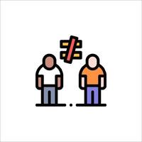 Two people are standing next to each other with a red arrow vector
