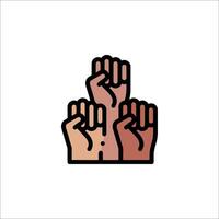 A group of hands raised up in the air vector