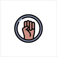 A hand holding up a fist icon in a circle vector