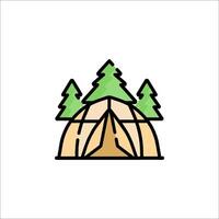 A tent with trees and a sign that says camping vector