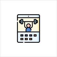 A person lifting weights on a phone screen vector