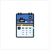 A calendar icon with a boat on it vector