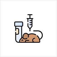 A mouse is lying on a bed with a syringe vector
