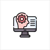 A computer screen with a person's head inside vector