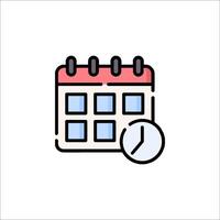 Calendar icon with clock and calendar vector
