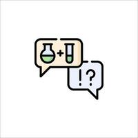 A speech bubble with a question mark and a flask vector